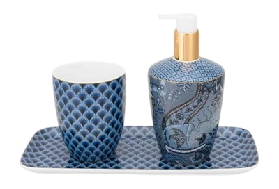 Badkamer accessoireset Pip Studio Kyoto Festival Blue (3-delig)