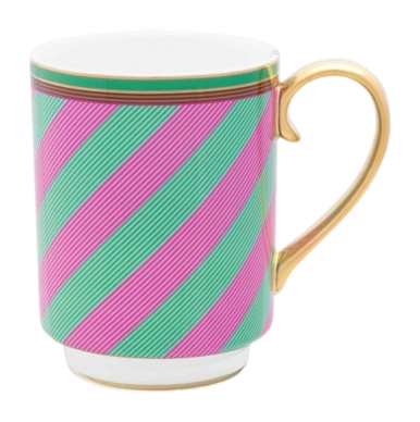 Mug Pip Studio Chique Large Stripes Pink Green 350 ml (Lot de 6)