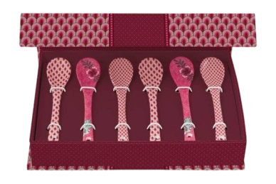 Teaspoon Gift Set Pip Studio Oriental Flower Festival Dark Pink (Set of 6)