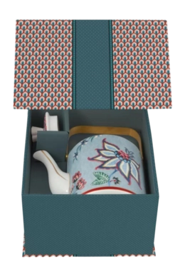 Teapot Gift Set Pip Studio Oriental Flower Festival Blue 1 Litre