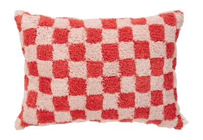 Sierkussen vtwonen Rectangular Coral-Pink Check 50 x 70 cm