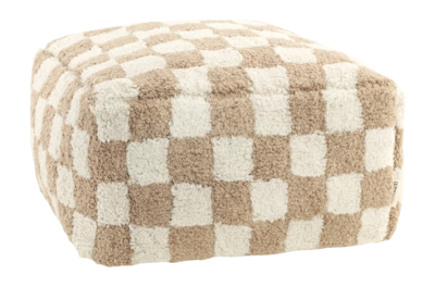 Poef vtwonen Natural-Offwhite Check 45 x 45 x 25 cm