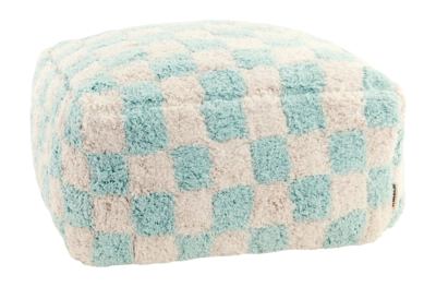 Poef vtwonen Aqua-Offwhite Check 45 x 45 x 25 cm