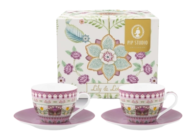 Espressotasse & Untertasse Pip Studio Lily & Lotus Lilac 120 ml (Set von 2)