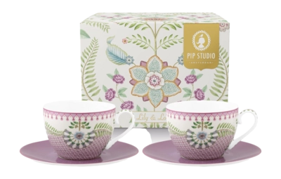 Cup & Saucer Pip Studio Lily & Lotus Lilac 280 ml (Set of 2)