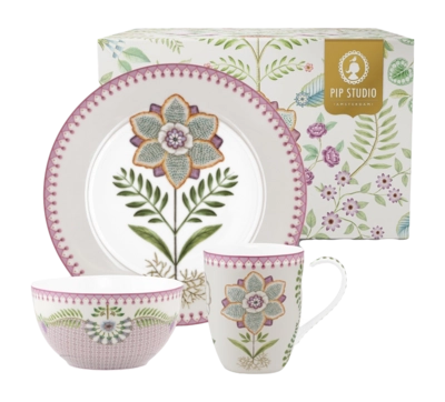 Set de Petit-Déjeuner Pip Studio Lily & Lotus Lilas (Lot de 3)