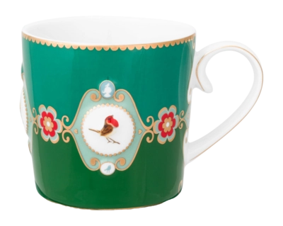 Mug Pip Studio Love Birds Medallion Emerald-Green 150 ml (Set of 6) '24