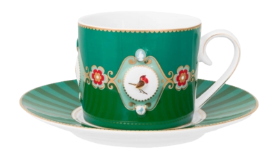 Kop & Schotel Pip Studio Love Birds Medaillon Emerald-Green 200 ml