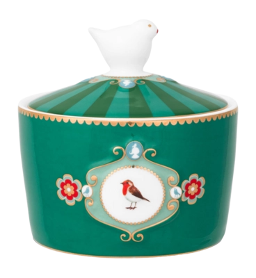 Zuckerdose Pip Studio Love Birds Medaillon Emerald-Green 300 ml (Set von 4)