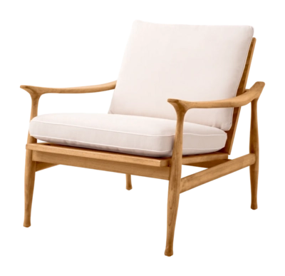 Tuinstoel Eichholtz Outdoor Manzo Natural Teak Flores Off-White Incl Cushions