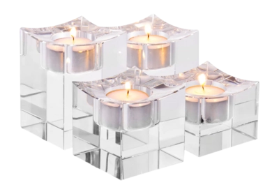 Theelichthouder Eichholtz Giancarlo Low Crystal Glass (Set van 4)