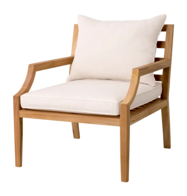 Tuinstoel Eichholtz Outdoor Hera Natural Teak Flores Off-White