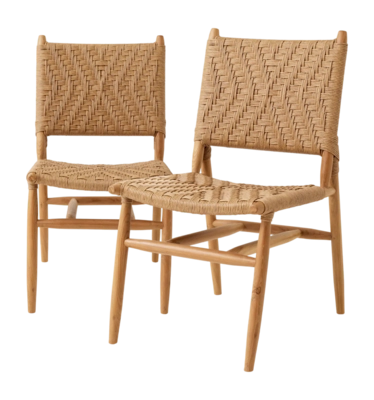 Tuinstoel Eichholtz Outdoor Laroc Natural Teak Faux Rattan (Set van 2)
