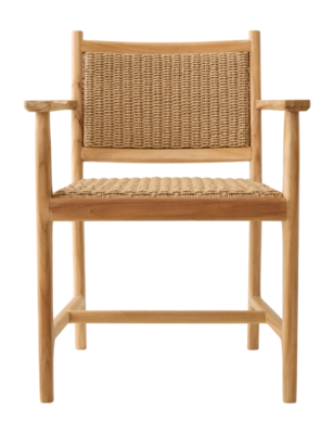 Tuinstoel Eichholtz Outdoor Pivetti With Arm Natural Teak Faux Rattan
