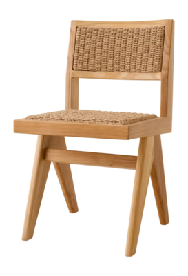 Tuinstoel Eichholtz Outdoor Niclas Natural Teak Natural Weave Faux Rattan