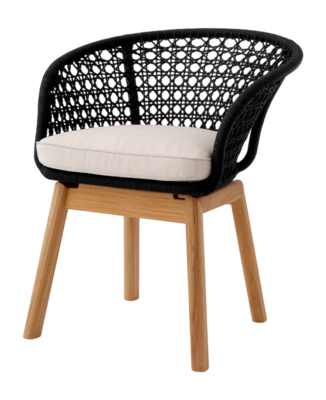 Tuinstoel Eichholtz Outdoor Trinity Black Weave Flores Off-White