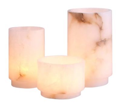 Theelichthouder Eichholtz Leonidas Alabaster (Set van 3)