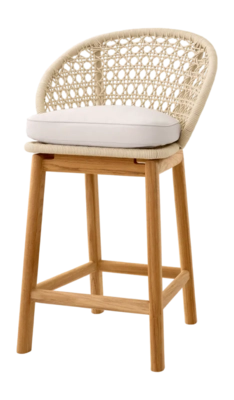 Tuinstoel Eichholtz Outdoor Counter Stool Trinity Cream Weave Flores Off-White
