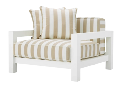 Tuinstoel Eichholtz Outdoor Cap-Antibes Matte White Florent Beige