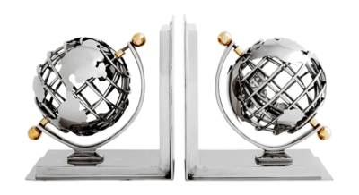 Boekensteun Eichholtz Globe Nickel Finish Polished Brass (Set van 2)