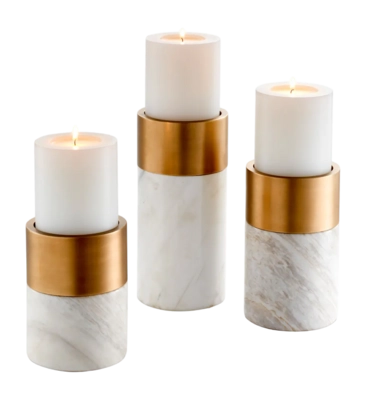 Kaarshouder Eichholtz Sierra White Marble Brass Finish (Set van 3)