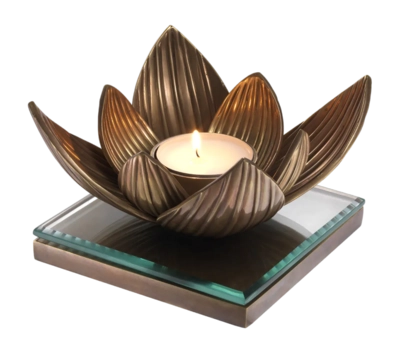Theelichthouder Eichholtz Lotus Vintage Brass Finish