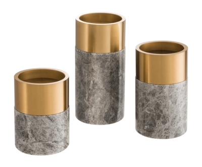 Kaarshouder Eichholtz Sierra Grey Marble Brass Finish (Set van 3)