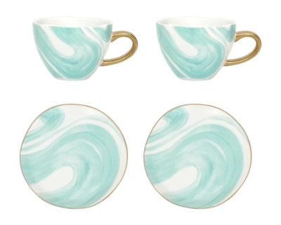 Koffie- en theeset Urban Nature Culture Good Morning Cup and Plate Valuri Emerald Green 250 ml (Set van 4)