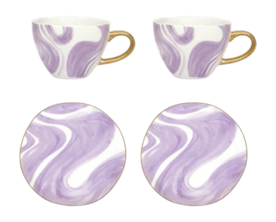 Kaffee- und Teeset Urban Nature Culture Good Morning Cup and Plate Valuri Violet 250 ml (Set von 4)