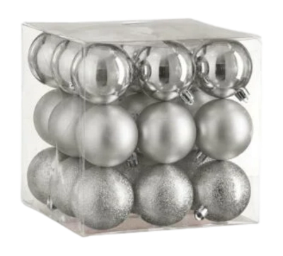 Kerstballen House of Seasons Unbreakable Zilver 6 cm (27 Stuks)
