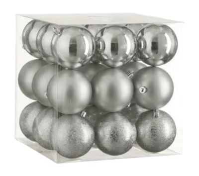 Kerstballen House of Seasons Unbreakable Zilver 8 cm (27 Stuks)
