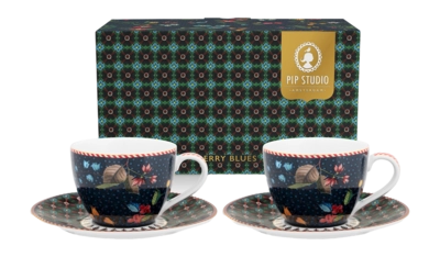 Espresso Mug & Saucer Pip Studio Berry Blues 120 ml (Set of 2)