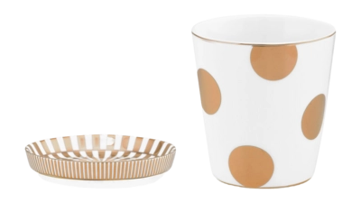 Mug and Tea Saucer Pip Studio Dot Delight White-Gold Small (Set of 2)