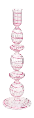 Kandelaar Pip Studio Glass Swirl Large Pink 28cm