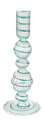 Kandelaar Pip Studio Glass Swirl Medium Light Blue 22cm