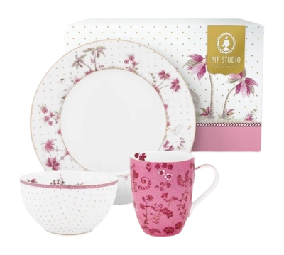 Serviesset Pip Studio Breakfast Jolie Pink  (Set van 3)