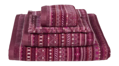 Duschtuch Pip Studio Geometric Print Dark Pink (Set von 3 Stück)