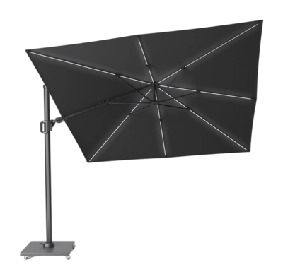 Zweefparasol Platinum Challenger T2 Glow Premium Anthracite Faded Black (300 x 300 cm)