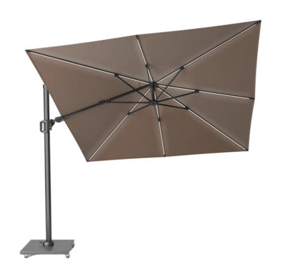 Zweefparasol Platinum Challenger T2 Glow Premium Anthracite Havanna (300 x 300 cm)