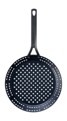 5---BK-Black_20Steel-BBQ_20frypan_20w-holes_20Top-_no-bg