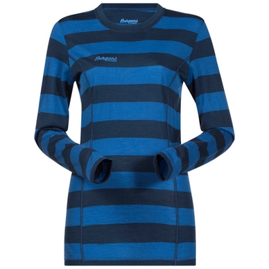 Funktionsunterhemd Bergans Soleie Lady Dark Steel Blue Fjord Striped Damen