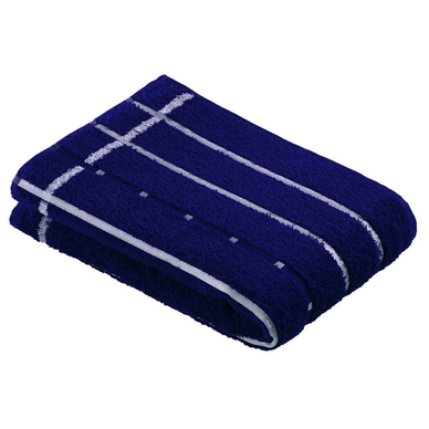 Douchelaken Vossen Quadrati Marine Blue White (set van 2) (67 x 140 cm)