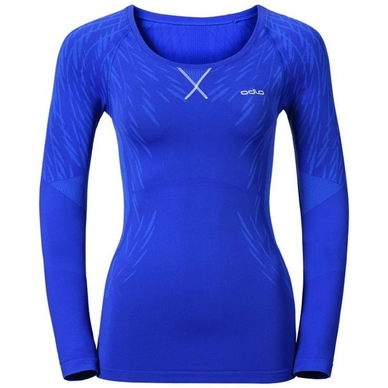 Maillot de Corps Odlo Womens L/S Crew Neck Evolution Light Blac Spectrum Blue Baja Blue