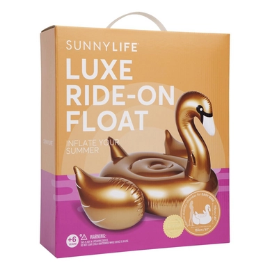 Opblaaszwaan Sunnylife Ride-On Float Gold