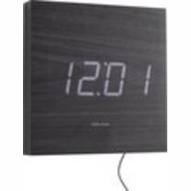 Klok Karlsson Square Wood Veneer Black White LED 20 x 20 cm