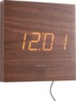 Klok Karlsson Square Wood Veneer Dark Wood White LED 20 x 20 cm