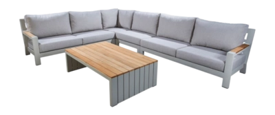 Corner Set Yoi Bango XL Alu Salix / Teak/ Flax Beige
