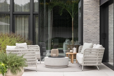 2024 Borek aluminium belt Rapallo lounge chair sofa chalk white-taupe 6632 - 6633 - Cusano