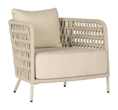 Loungestoel Borek Rapallo Fauteuil Alu Chalk / Rope White Taupe / Dune