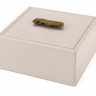 Trinket Box Giobagnara Ambra Square Large Printed Calfskin Golf Stone